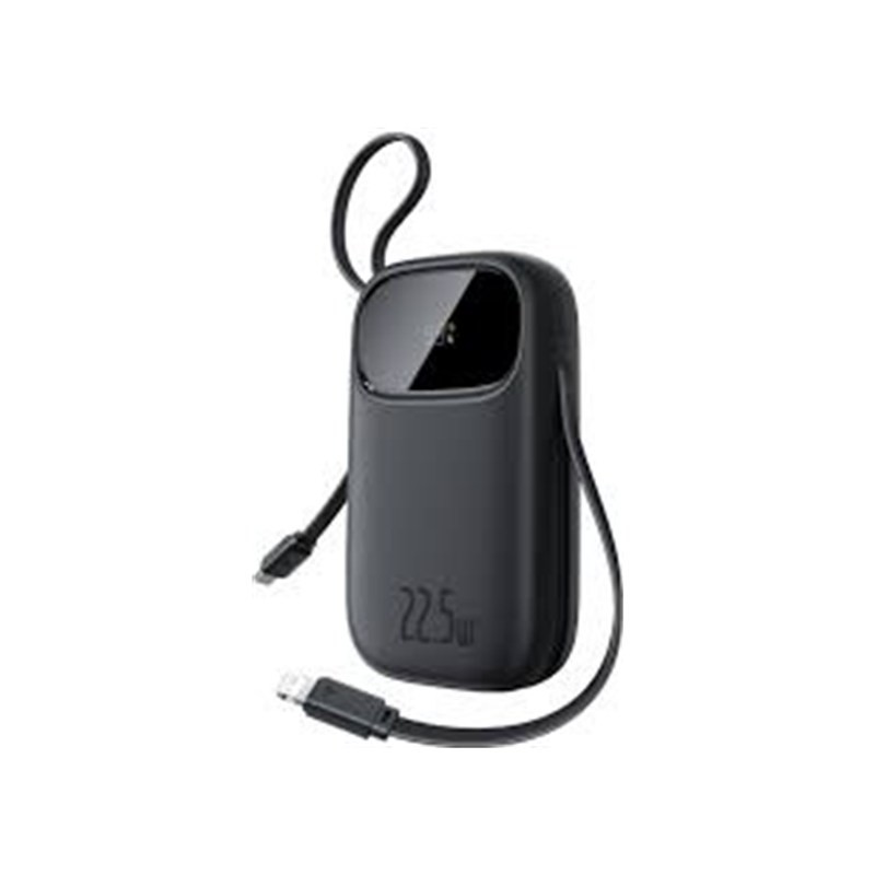 OS-Baseus EnerFill FC31 Digital Display Power Bank with 2 Built-in Cables 10000mAh 22.5W Cosmic Black