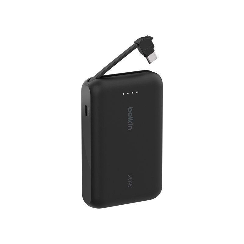 Belkin BoostCharge BPB021HQBK 10000mAh 20W Power Bank with Integrated USB-C Cable Black