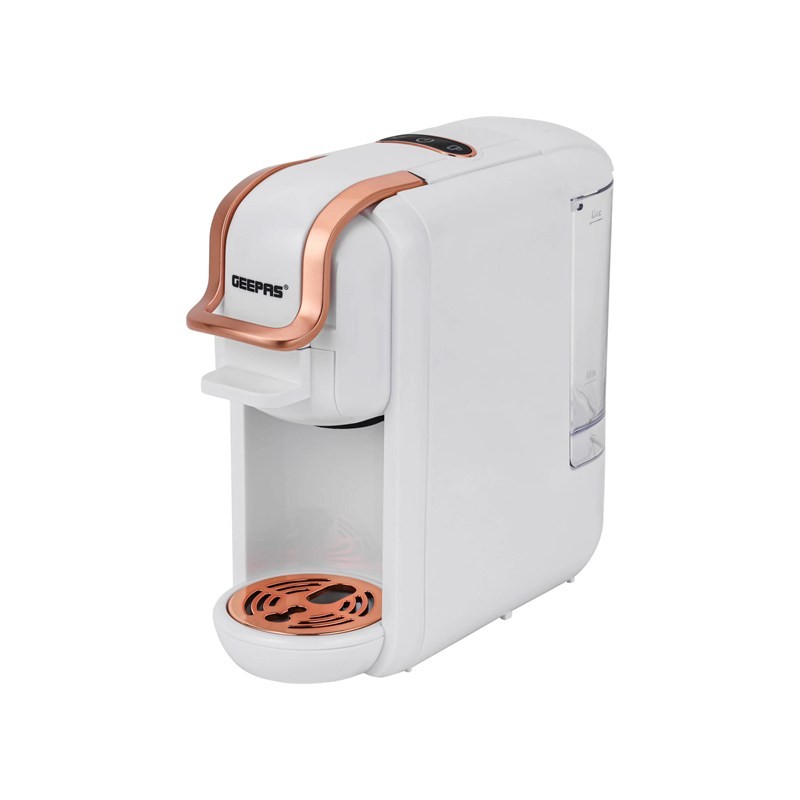 Geepas GCM41526-WT 4-in-1 20-Bar 1450W Capsule Coffee Machine White & Rose Gold