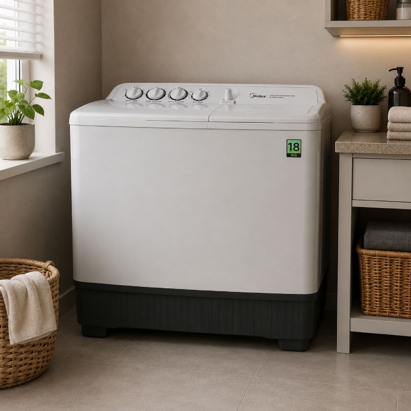 MIDEA MT200W180 Twin Tub Washing Machine 18KG - White