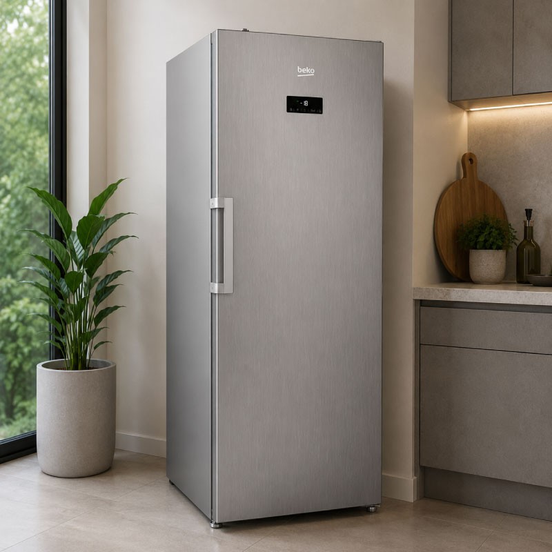BEKO RFNE448E35XP Upright Freezer 448L 8 Drawers - Inox