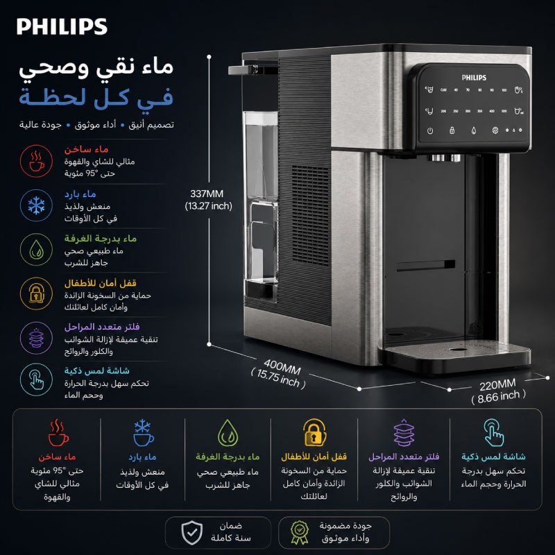 PHILIPS ADD5980M/3 Tabletop Hot and Cold Water Dispenser
