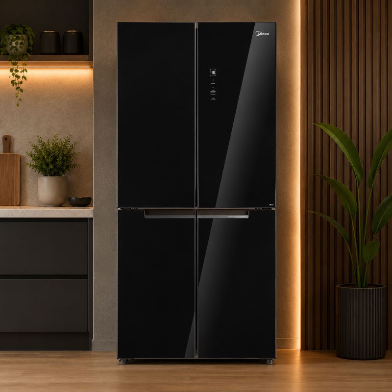 MIDEA MDRF632FIF63 Four-Door Refrigerator 623L No Frost - Black Glass