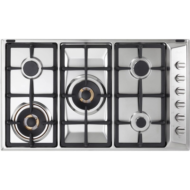 ELBA EN95-565 XDB1 90cm 5-Burner Full Brass Stainless Steel Gas Hob