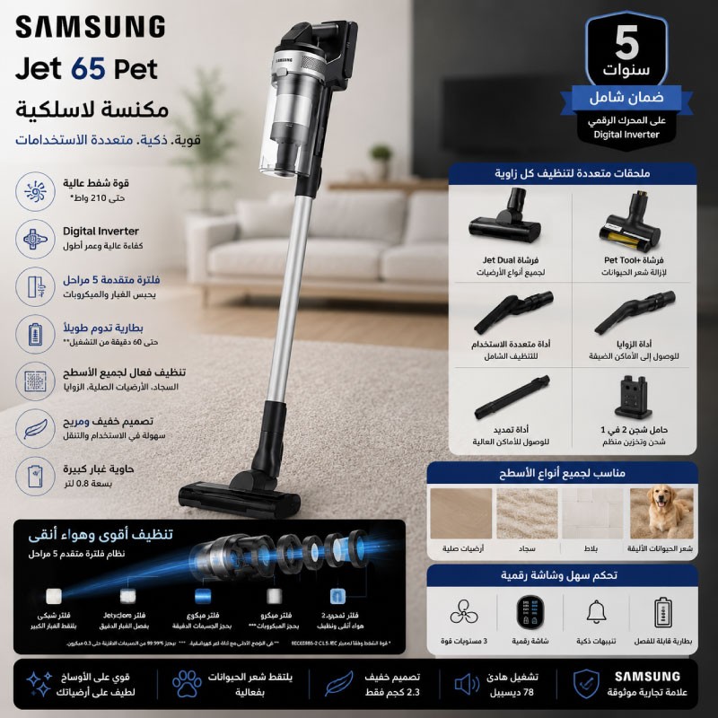 مكنسة سامسونج 150 واط VS15A60AGR5/EU