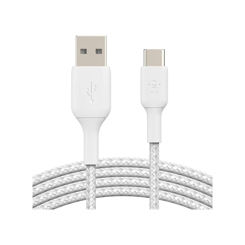 Belkin BoostCharge CAB002BT1MWH Braided USB-A to USB-C Cable 1m White