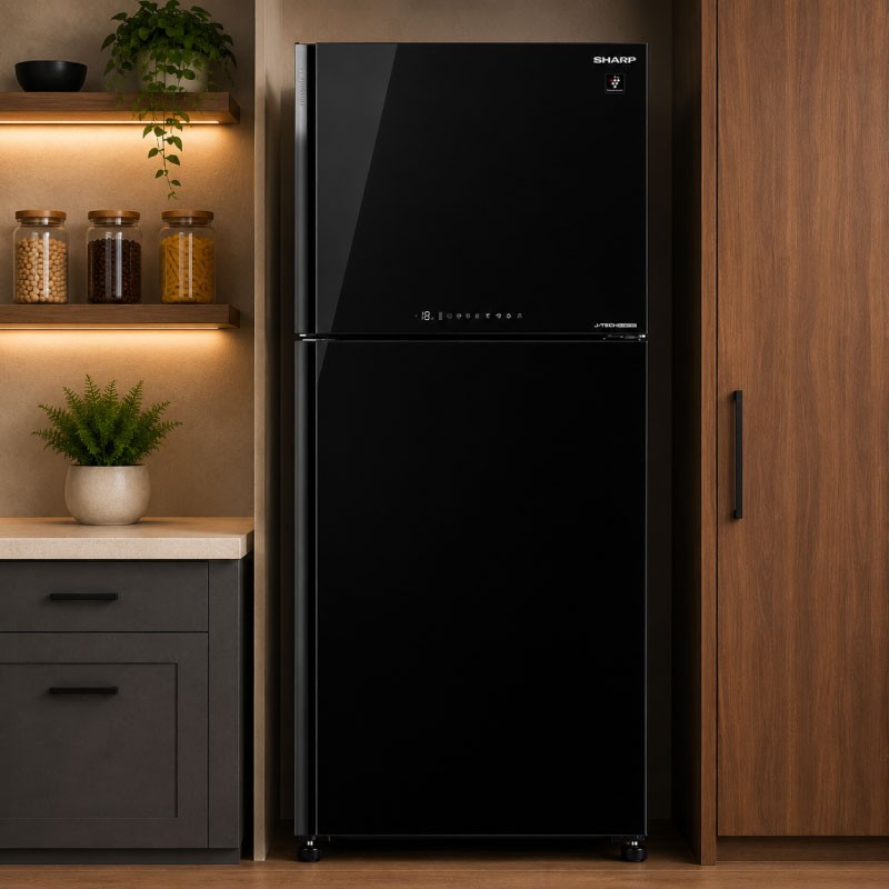 SHARP SJ-GT760S-MB1 Refrigerator 594L No Frost with J-Tech Inverter - Black Glass