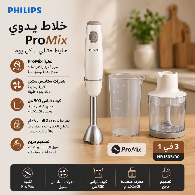 PHILIPS HR1605-00 Hand Blender with Chopper