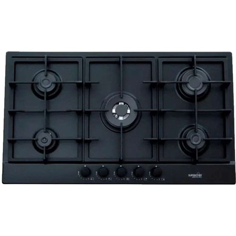 Super Chef SFW95B 90cm 5-Burner Black Built-In Gas Hob