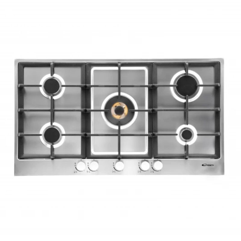 CONTI HGF 95B009 IX 90cm 5-Burner Stainless Steel Built-In Gas Hob