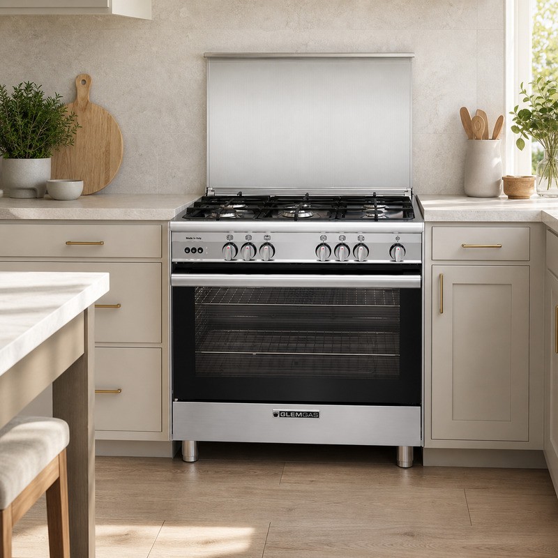GLEM GAS SB9612RI FSG AF 90cm Gas Cooker with 5 Burners - Stainless Steel