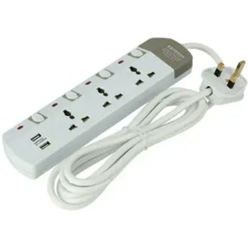 Krypton KNES5146 3-Way Extension Socket with Dual USB & 3m Cable