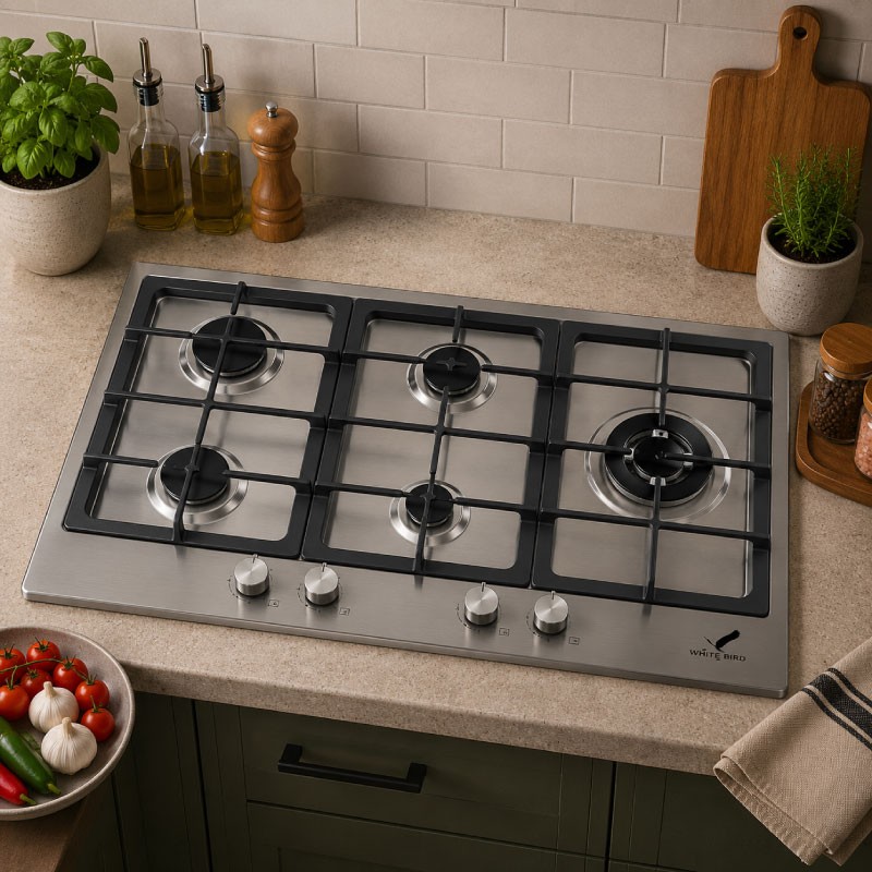 SAFETY MAX SSG-5/ST MAJESTIC Built-in Gas Hob 90cm with 5 Burners - Stainless Steel