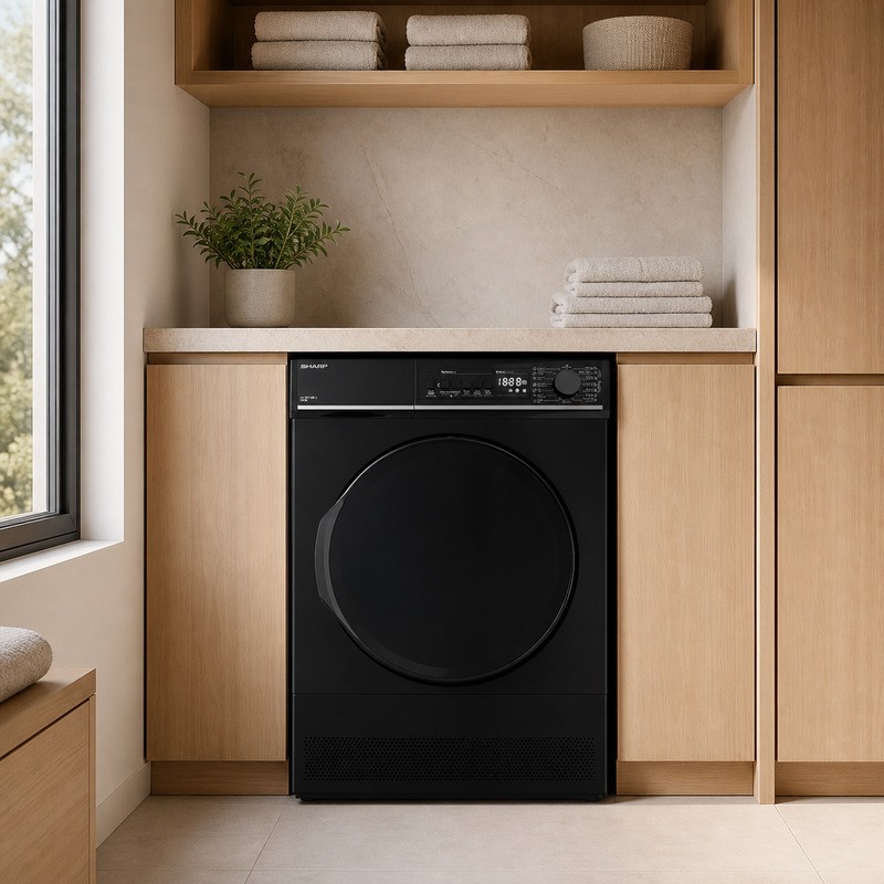 SHARP KD-FCS910DZ-B 9kg Condenser Dryer with 15 Programs - Black