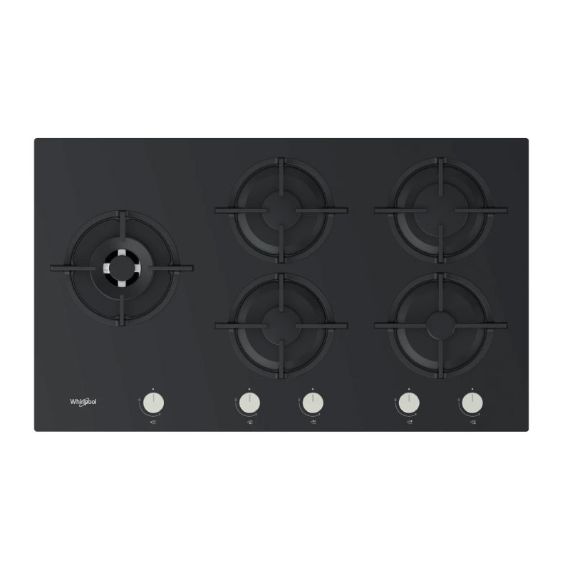 Whirlpool GOA 925/NB 90cm 5-Burner Black Glass Built-In Gas Hob
