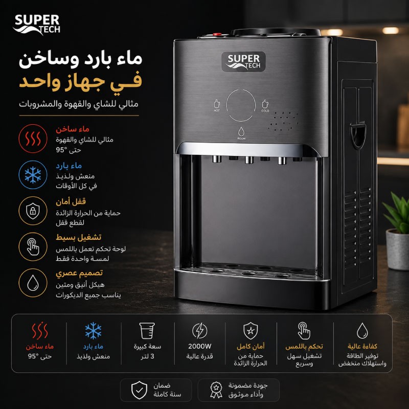 SUPER TECH RAX5-2-63TB Tabletop Hot and Cold Water Dispenser
