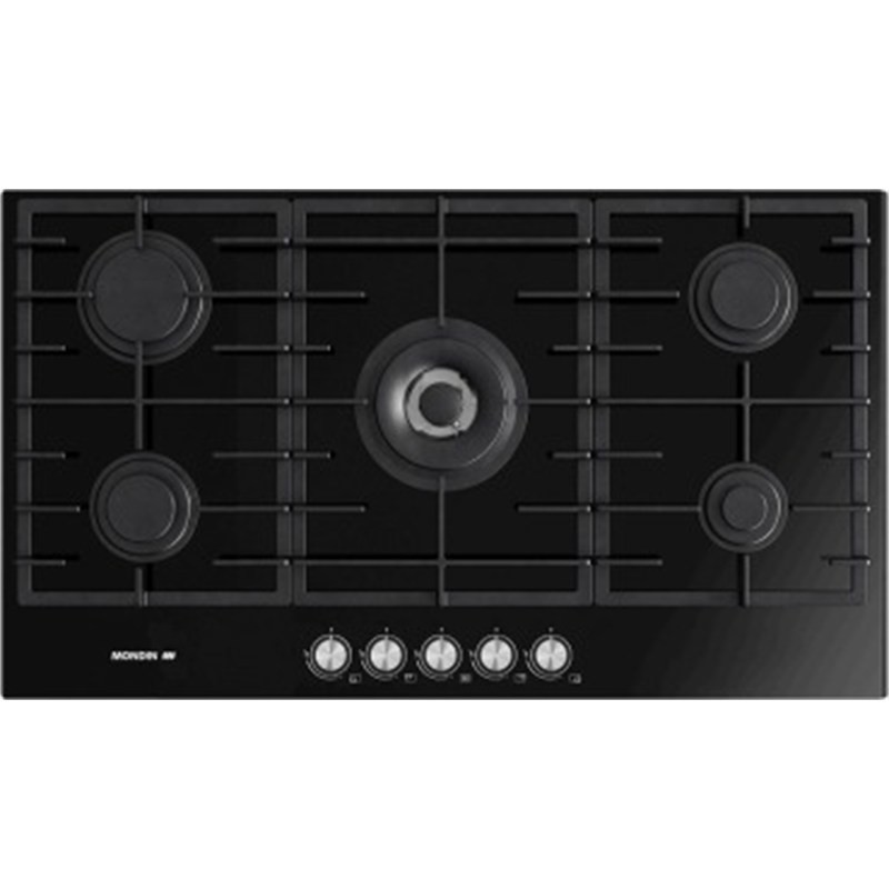 MONDIN CG905VTMC Murano 90 cm 5-Burner Built-in Gas Hob Black Glass