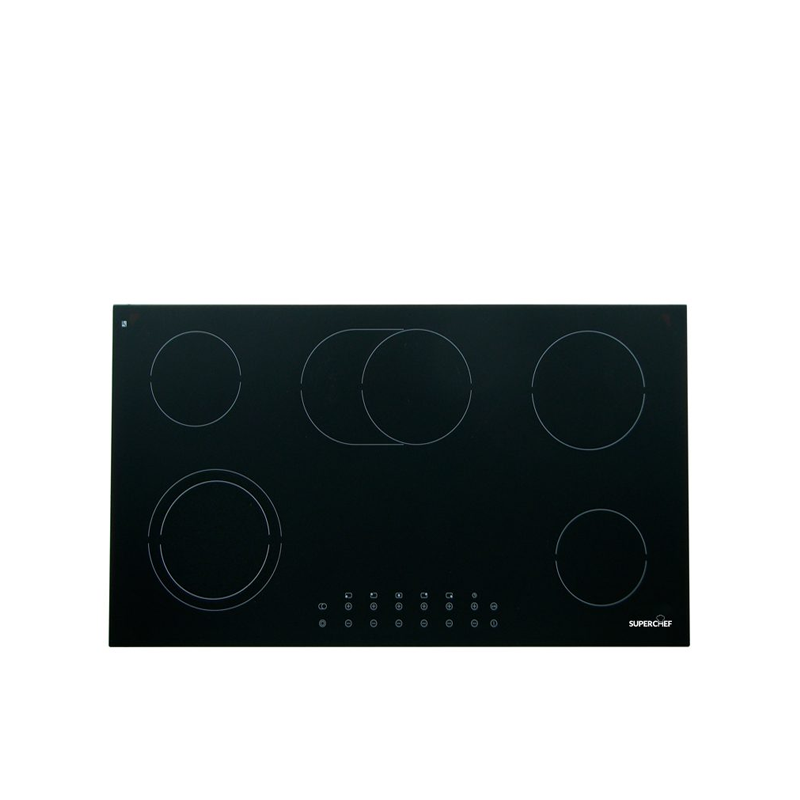 Super Chef SPBH10-VC-K9511E 90cm 5-Zone Black Vitroceramic Built-In Hob