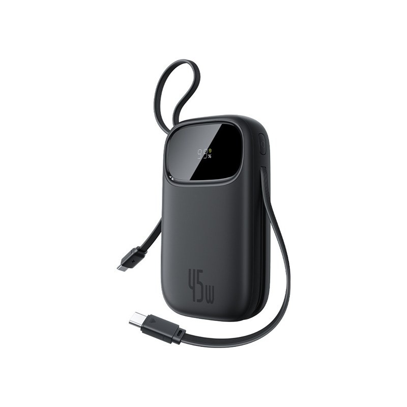 OS-Baseus EnerFill FC31 Digital Display Power Bank with 2 Built-in USB-C Cables 10000mAh 45W Cosmic Black